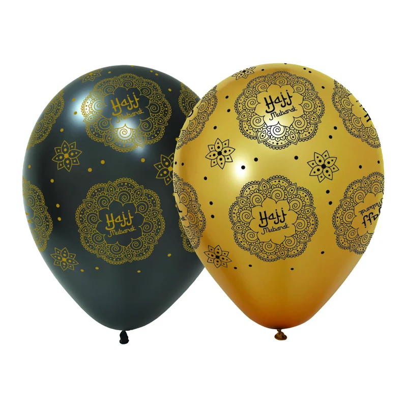 6 Latexballonnen Rond 30 cm – 5-zijdig Hajj Mubarak