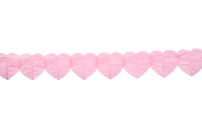 Papieren hartjes slinger - 6 meter - roze