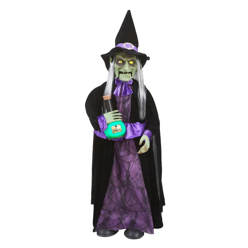 Dansende heks paars 90 cm halloweendecoratie