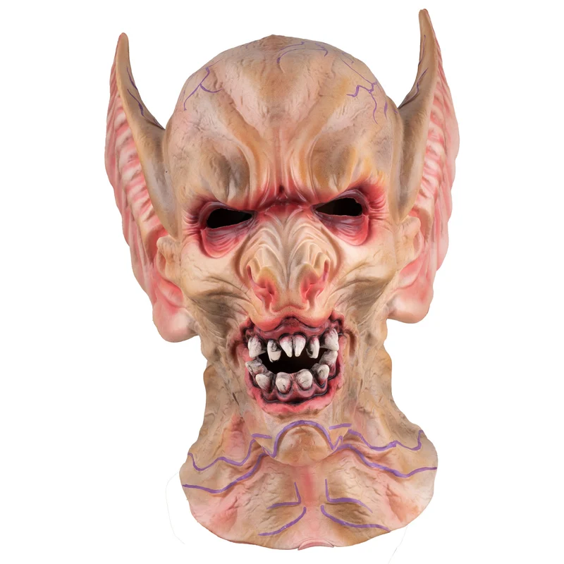 Duivels masker demon met horens en tanden 31 x 37 cm