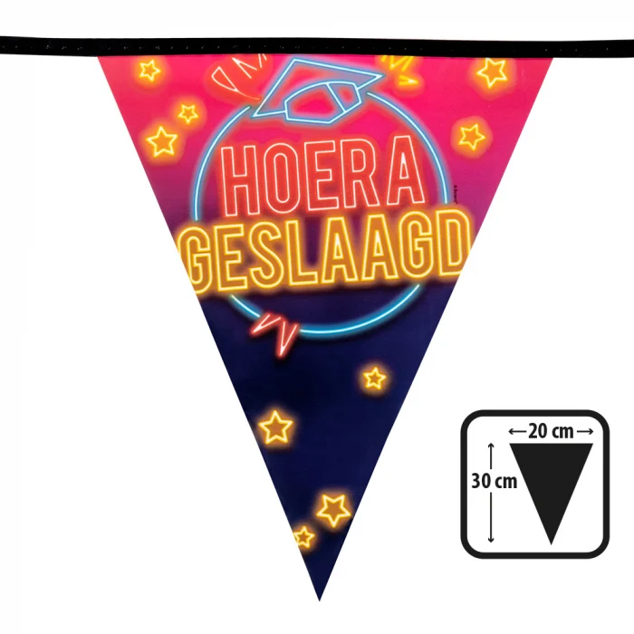 Hoera Geslaagd Vlaggenlijn / slinger - 6 meter vlaggetjes
