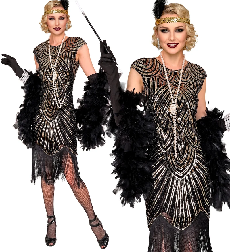 Gatsby flapper jurk goud met franjes voor dames