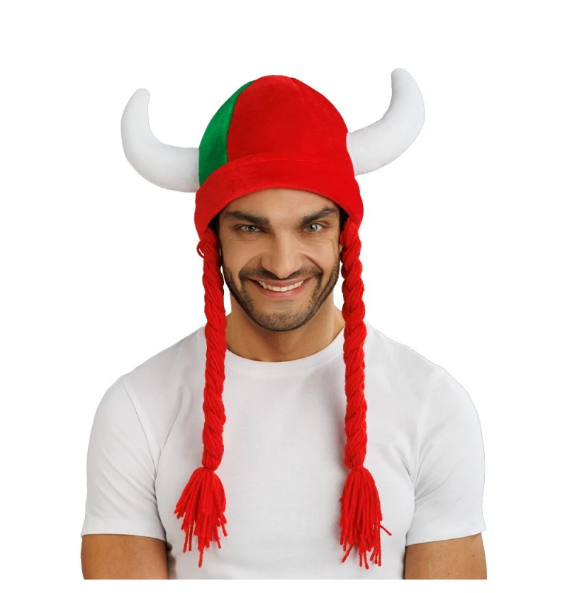 Viking Muts Met Vlechten Rood/Groen Portugal