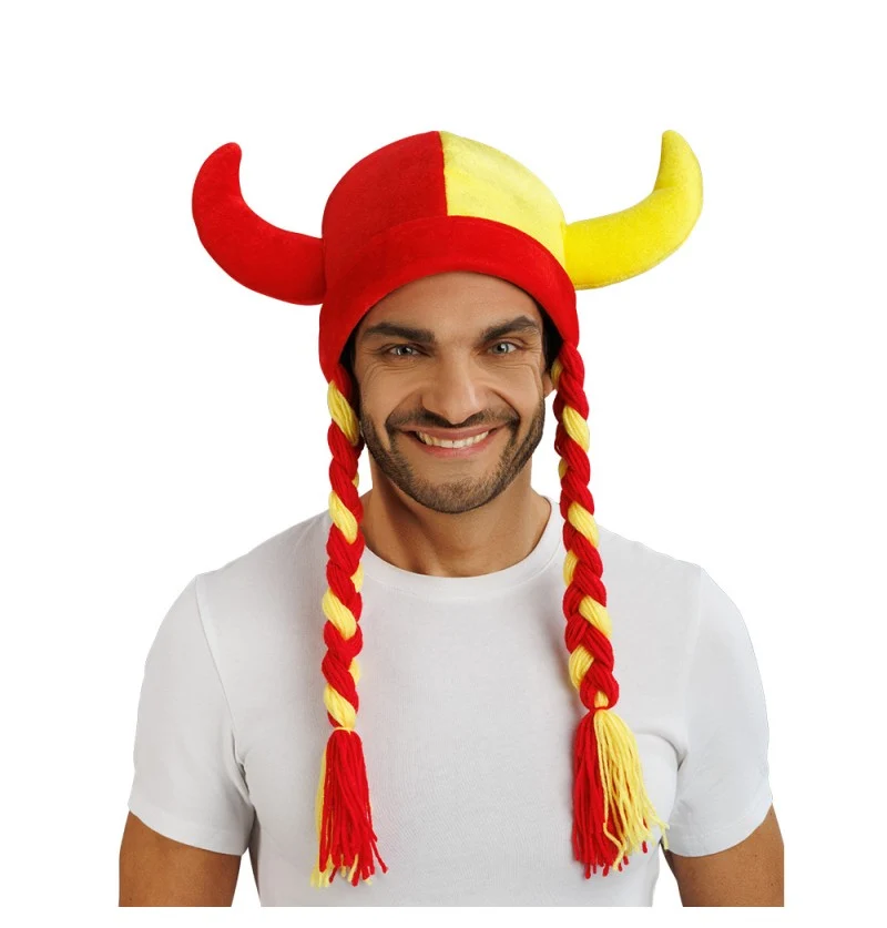 Viking Muts Met Vlechten Rood/Geel Spanje