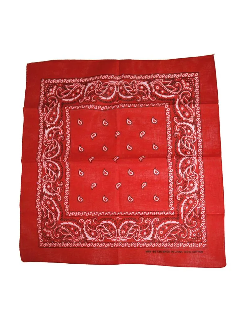 Bandana rood met witte paisleyprint 55 x 55 cm