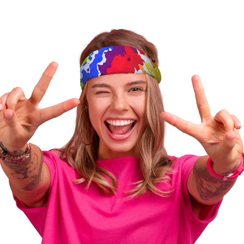 Bandana hippie tie-dye regenboogprint 50 x 50 cm