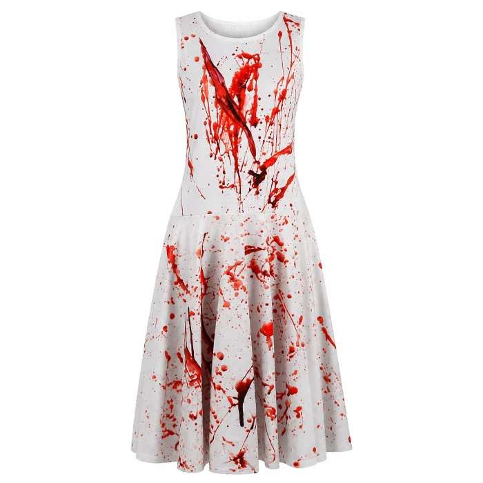 Jurkje Halloween bloederig rood/wit