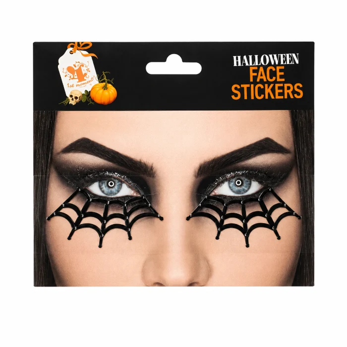 Gezichtdecoratiestickers Halloween spinnenweb zwart