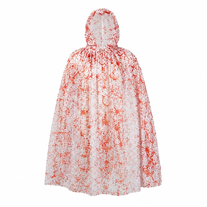 Cape Halloween kant bloederig wit/rood