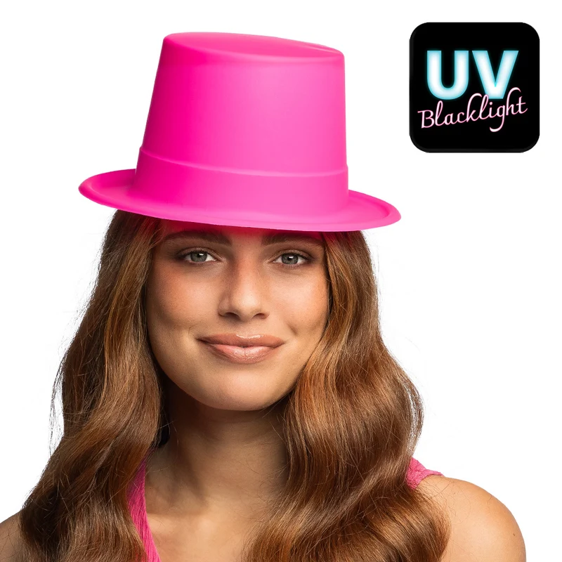 Neon hoge hoed UV in 4 neonkleuren voor dames en heren