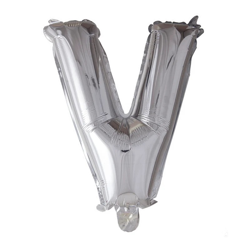 Letterballon V Zilver – 41 cm