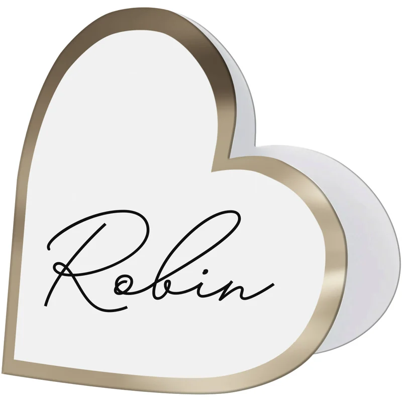 Naamkaartjes Wedding Hart Wit/Goud (6st)