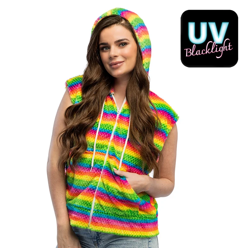 Bodywarmer Fluffy Regenboog