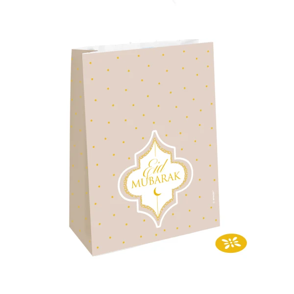 Papieren uitdeeltasje - 4 stuks - 15 x 21 cm - Eid Mubarak