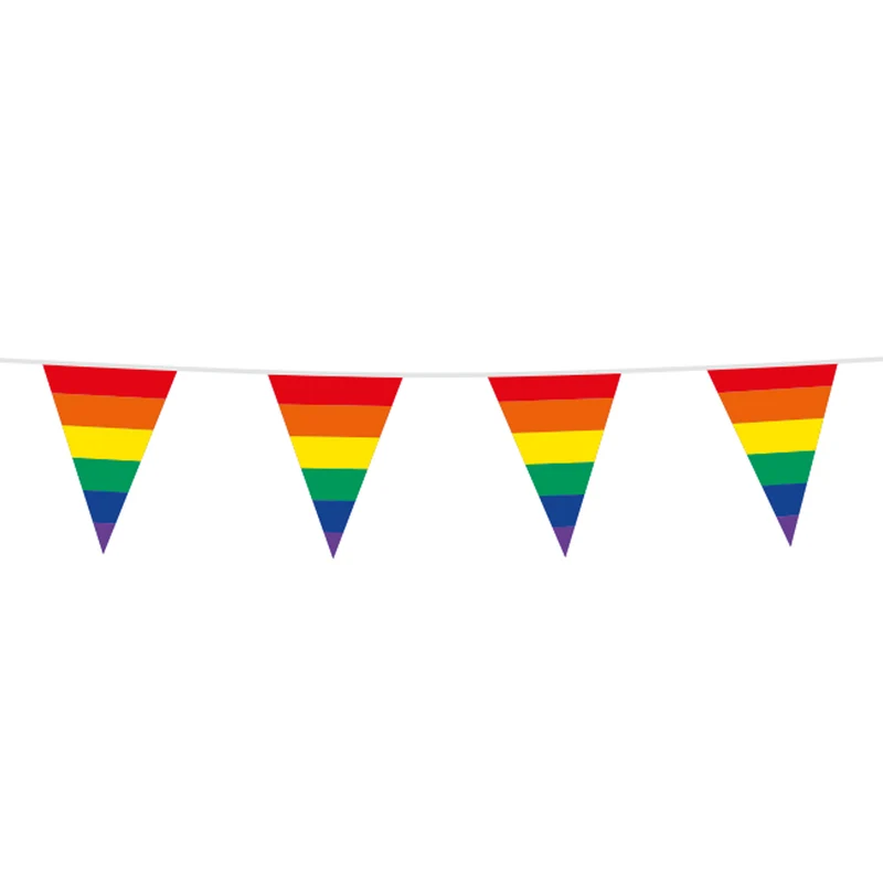 Vlaggenlijn / slinger - 10 meter - regenboog vlaggetjes