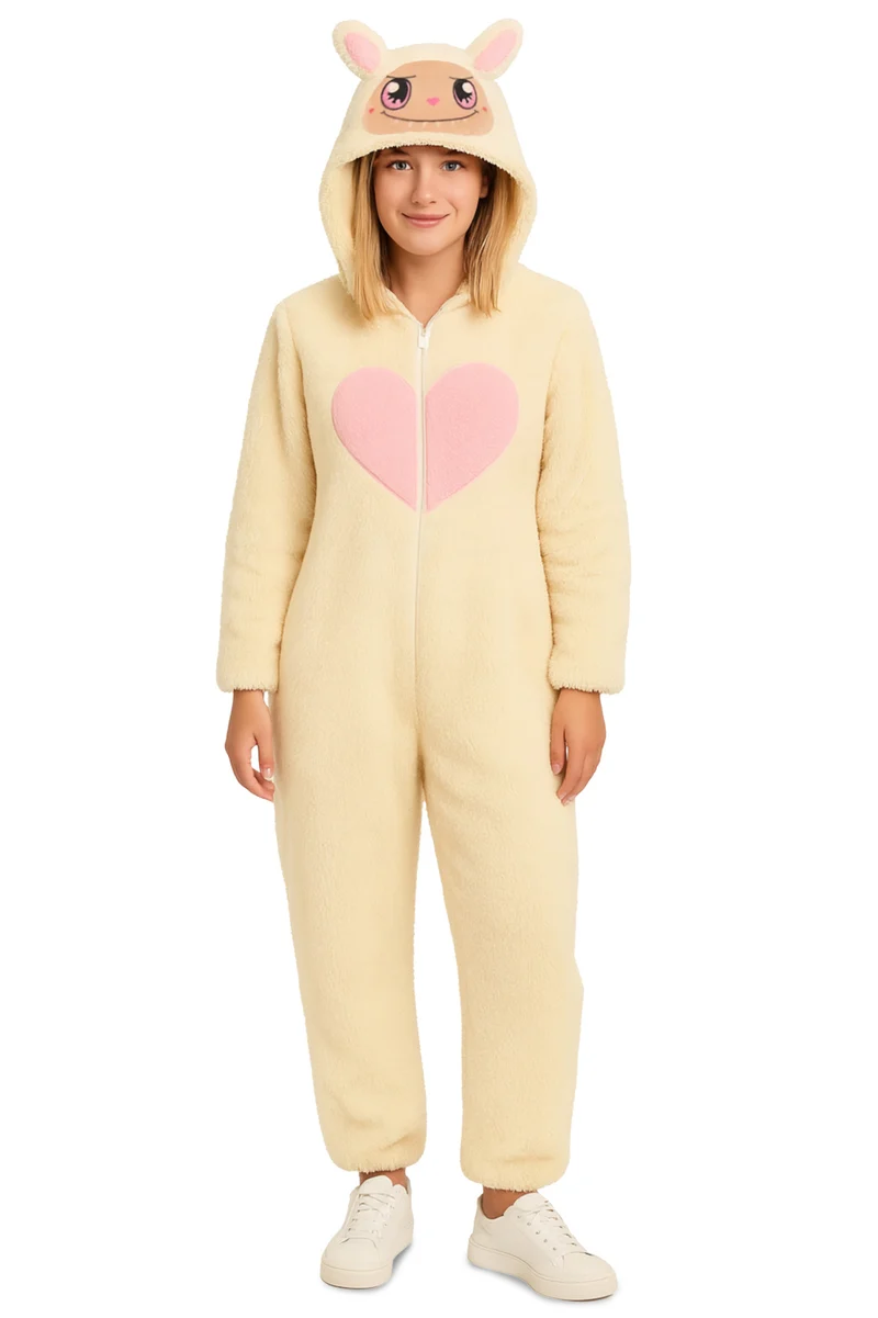 Labubu Onesie Crème Volwassenen Hartje