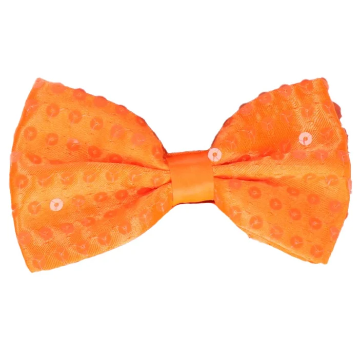Vlinderdas pailletten neon oranje