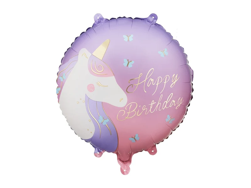 Folieballon Happy Birthday Eenhoorn Vlinder (45cm)