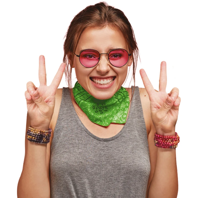 Bandana groen met paisley print, zakdoek 50 x 50 cm