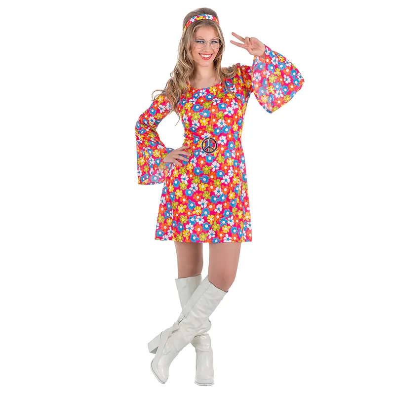 Hippie Flower Jurk Dames Olive