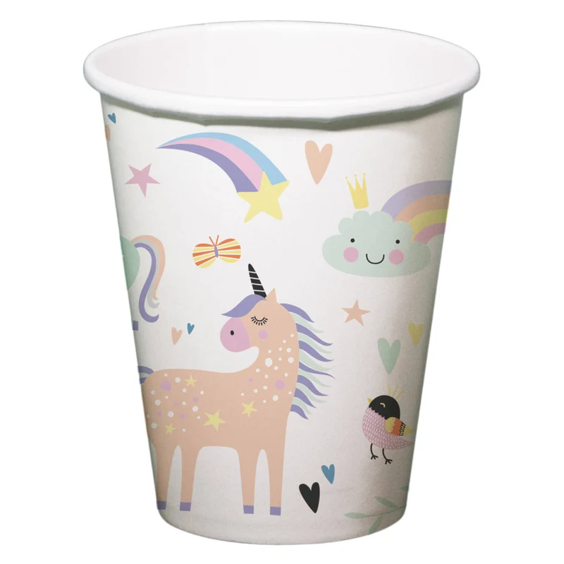 Bekers papier Unicorns & Rainbows 6 st - 250 ml