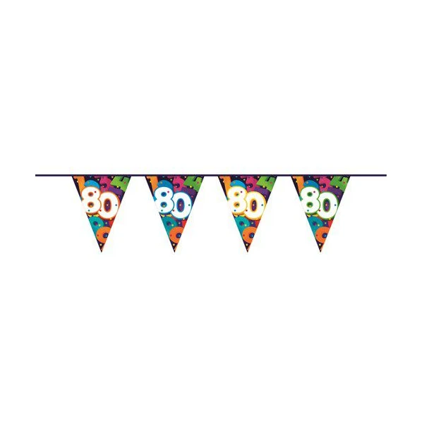 Gekleurde slinger 80 jaar 10 meter