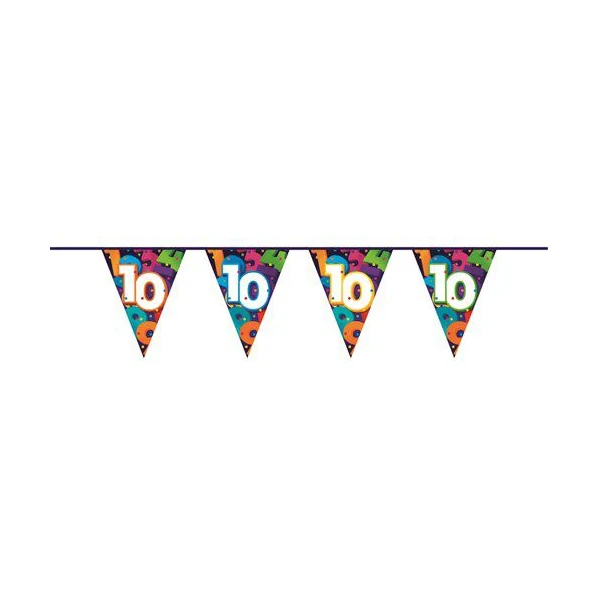 Gekleurde slinger 10 jaar 10 meter