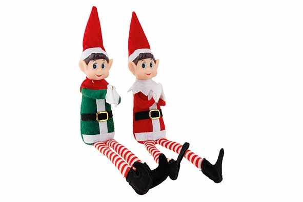 Cosy & Trendy Kerst Decoratie Elf - Set van 2 stuks - H36cm - Rood/Groen