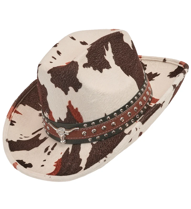 Cowboyhoed Montana koeienprint met studband dames en heren