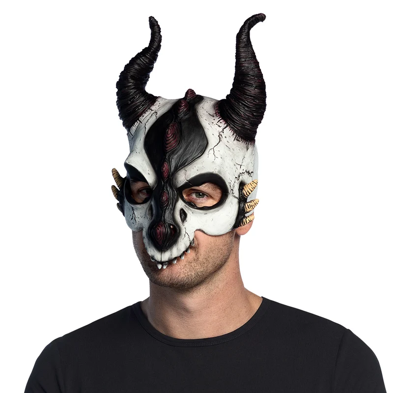 Latex halfmasker drakenschedel met hoorns heren
