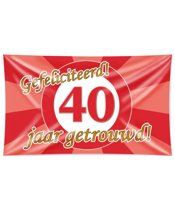 40 jaar getrouwd Gevelvlag XXL - 90 x 150 cm