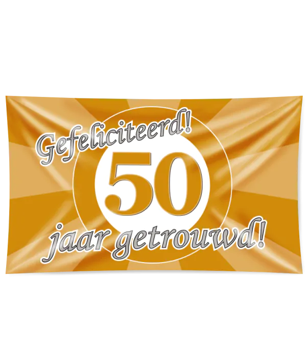 50 jaar getrouwd Gevelvlag XXL - 90 x 150 cm