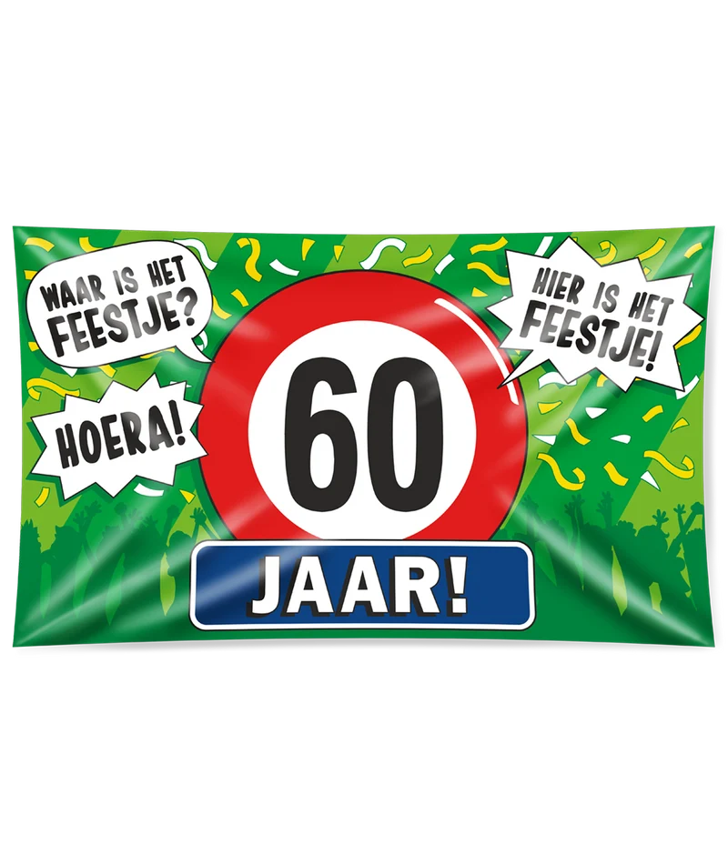60 jaar Gevelvlag XXL - 90 x 150 cm