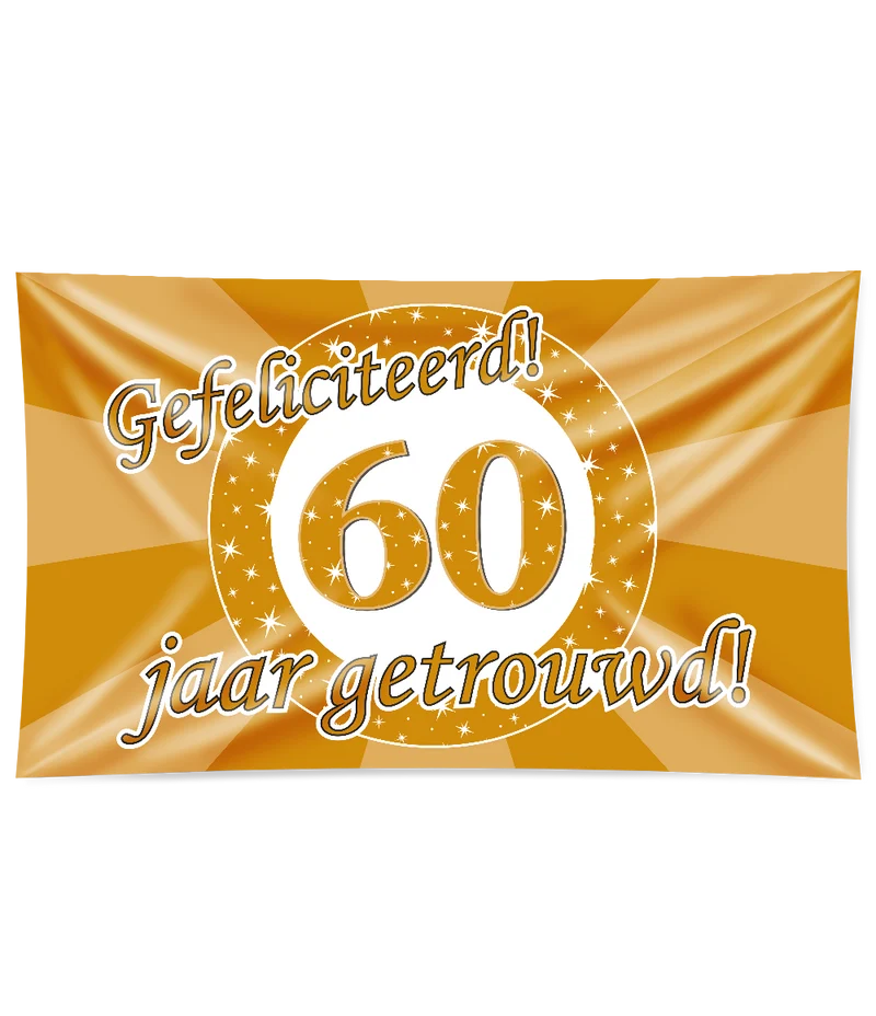 60 jaar getrouwd Gevelvlag XXL - 90 x 150 cm