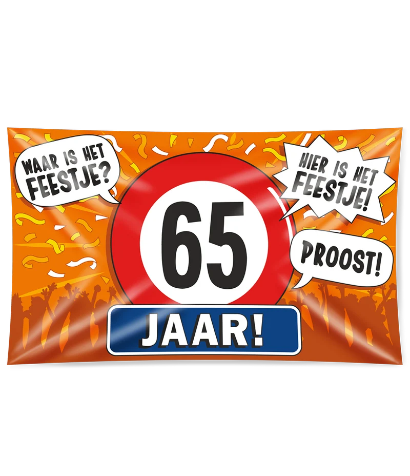65 jaar Gevelvlag XXL - 90 x 150 cm