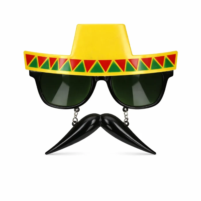 Partybril sombrero met snor