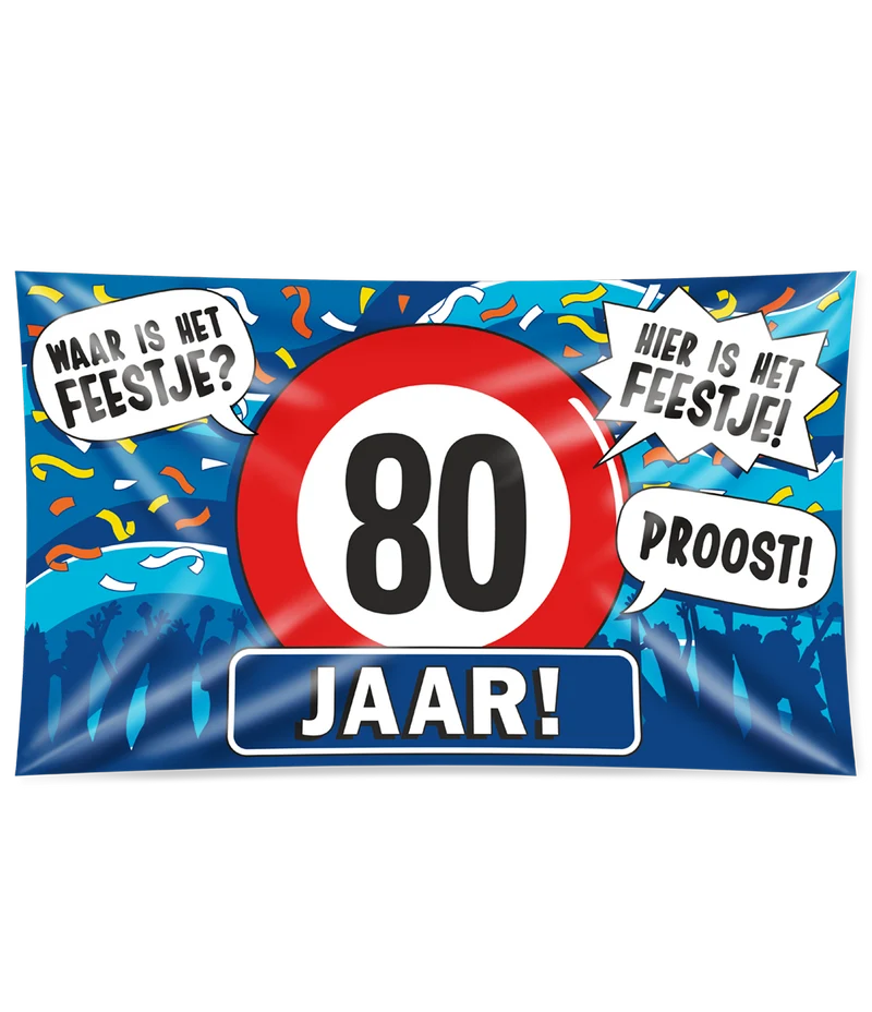 80 jaar Gevelvlag XXL - 90 x 150 cm