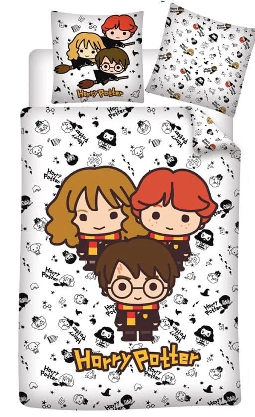 Harry Potter Dekbedovertrek - Harry Ron Hermelien Cartoon - 140x200cm