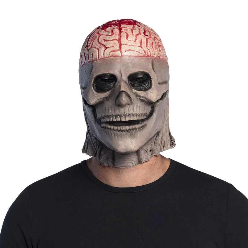 Latex hoofdmasker Brain skull doodshoofd met hersenen heren