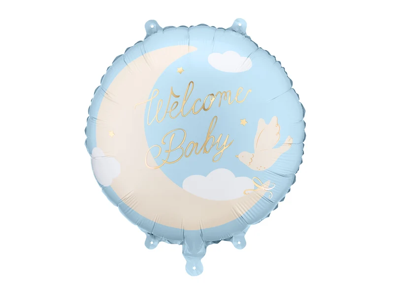 Folieballon Welcome Baby Blauw (35cm)