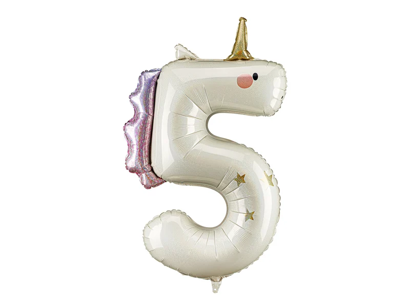 Folieballon Cijfer 5 Unicorn (93cm)