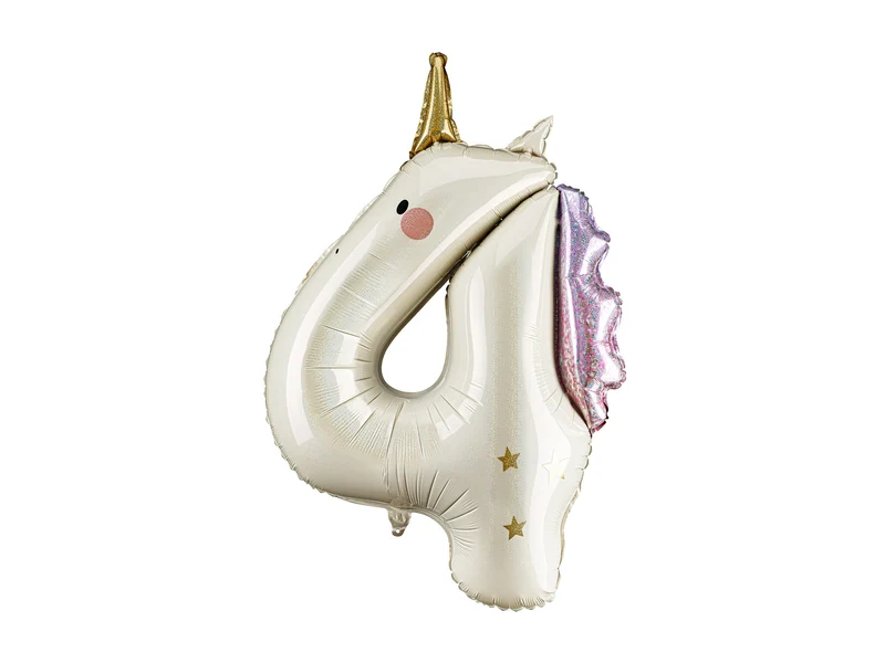 Folieballon Cijfer 4 Unicorn (93cm)