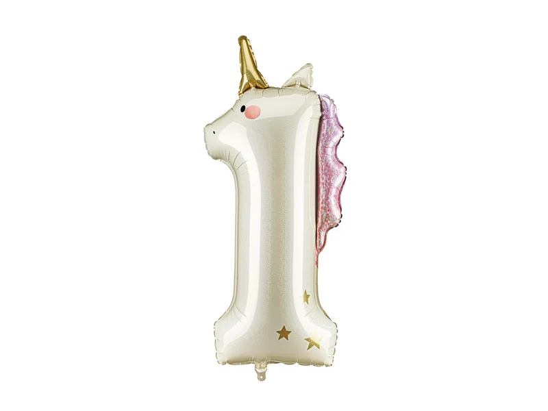 Folieballon Cijfer 1 Unicorn (93cm)