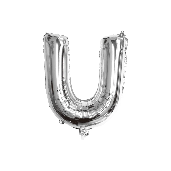 Folieballon letter U zilver - 35 cm