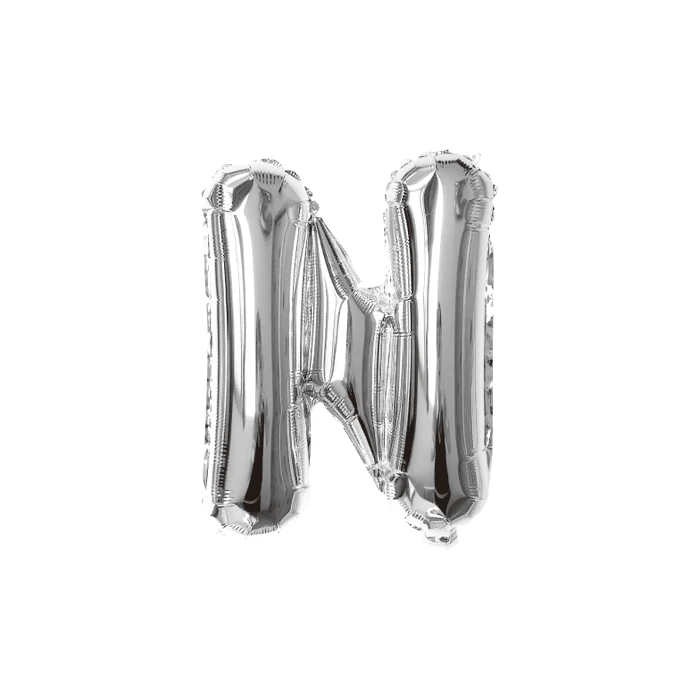 Folieballon letter N zilver - 35 cm