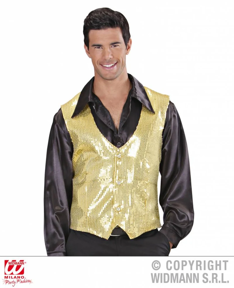 Paillettenvest goud man