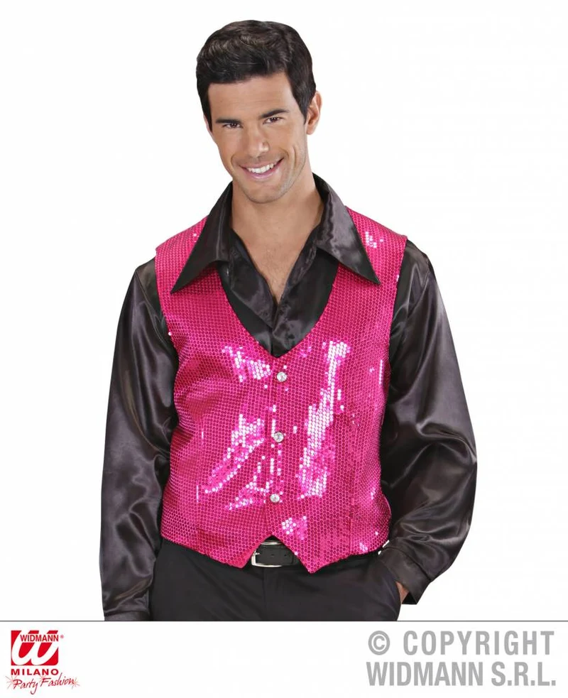Paillettenvest roze man