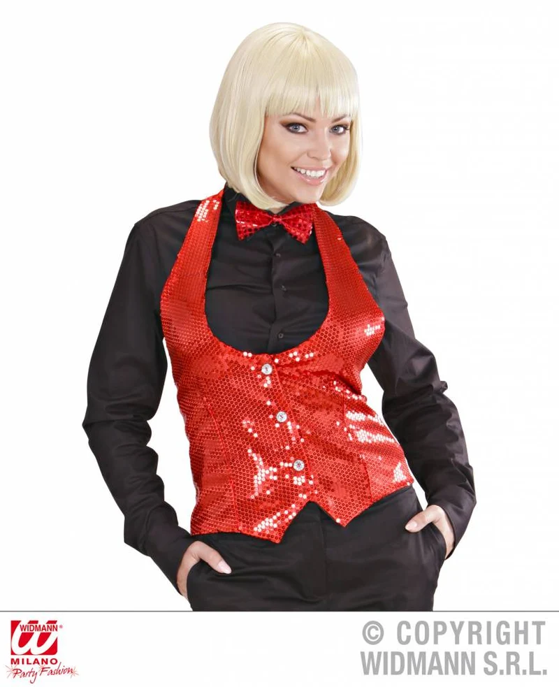 Dames paillettenvest rood