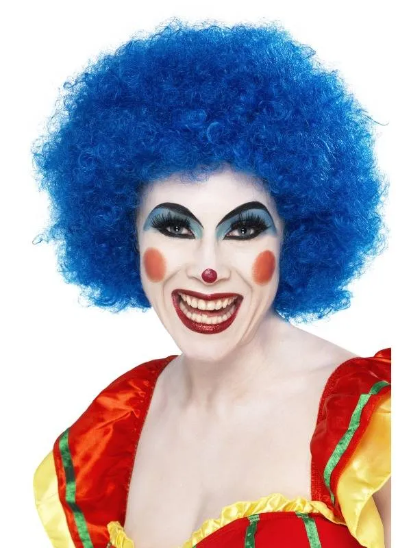 Pruik Afro Clown blauw