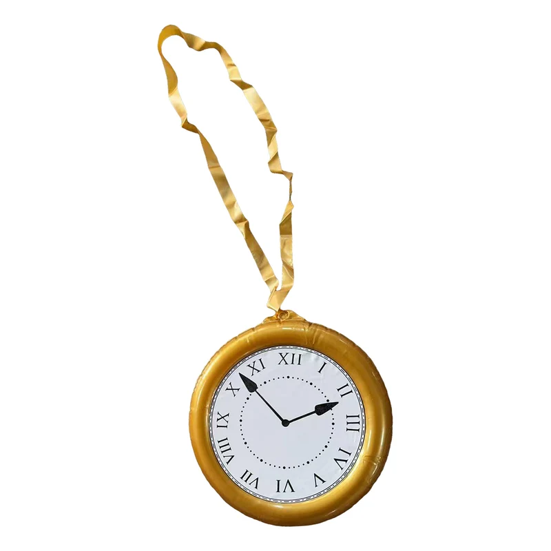 Opblaasbare klok goud 70 cm met draagkoord